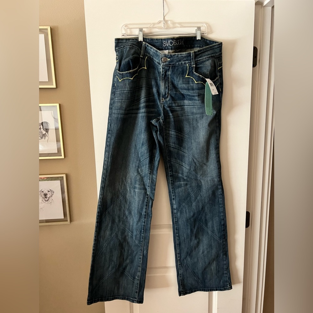 Brand New SVOBODA straight leg plus size (20) embroidered jeans